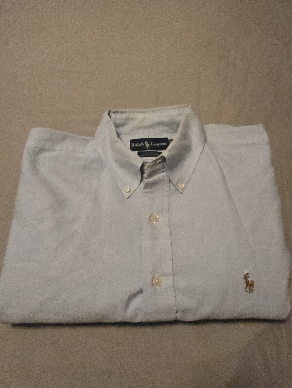 VTG Ralph Lauren Oxford Yarmouth Chambray/blue Mens  16.5 32/33 Flesh Pony